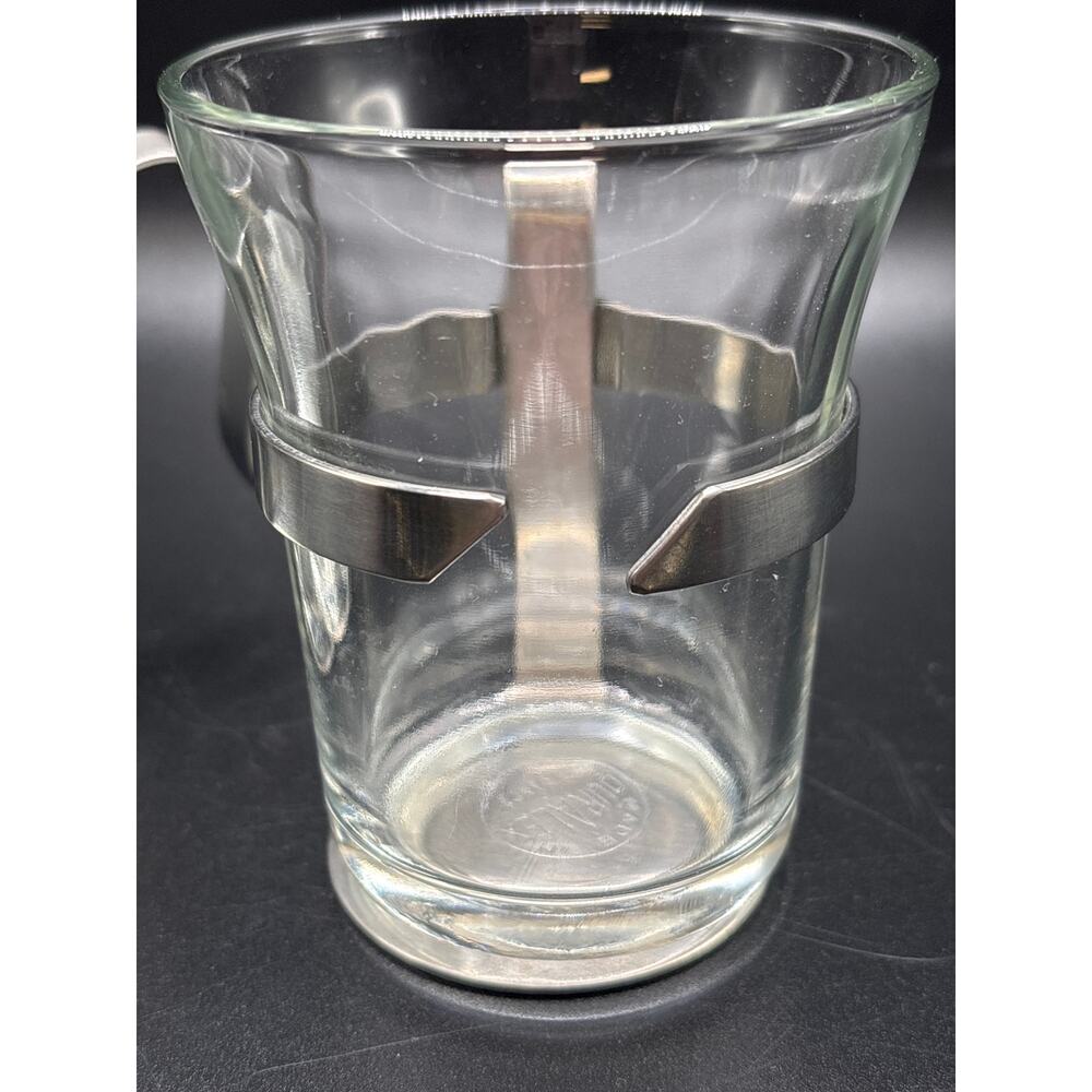 Vintage Duralex French Glass Coffee Mugs in Metal Holders Set of 2 - Picture 6 of 6